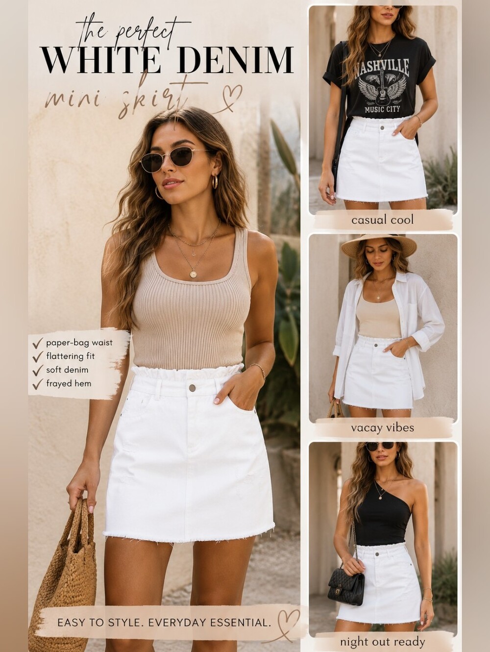 Hayden Los Angeles White Denim Mini Skirt Size Large NWT